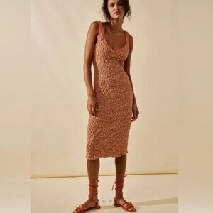 Free People Set the Bar Smocked Midi Dress Sz. XS NWT